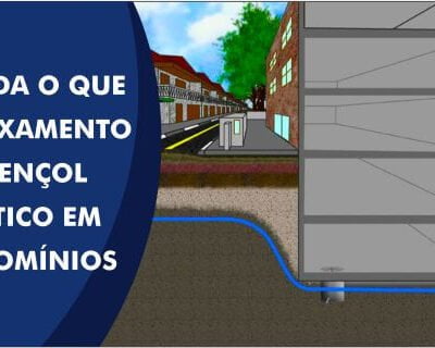 Imagem ilustrativa de um prédio com o lençol freático rebaixado.