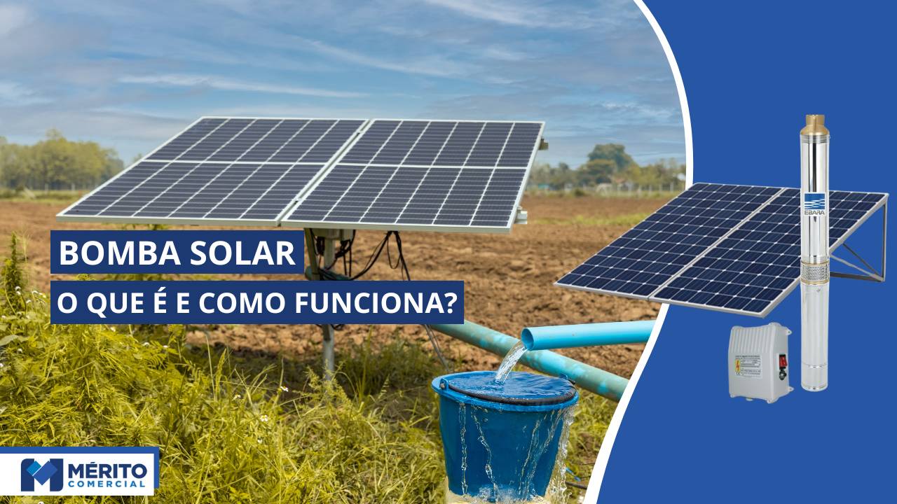 Ilustração de bomba solar e painel solar.