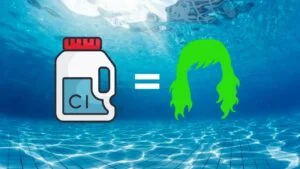 Cabelo verde por causa do cloro.