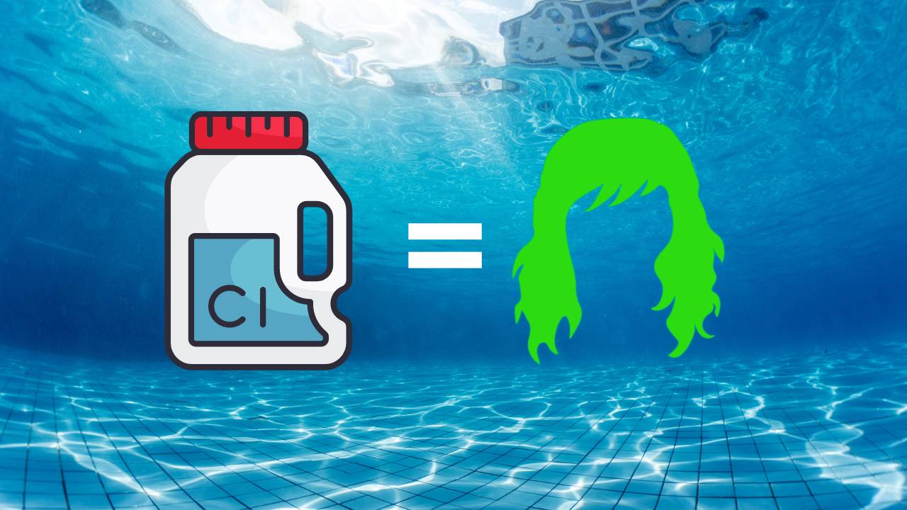 Cabelo verde por causa do cloro.