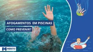 Pessoa se afogando em piscina de condomínio ilustração.